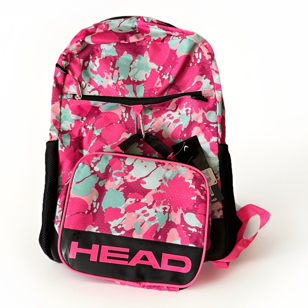 HEAD Backpack Lunch Box HighSchool Sports‎ 18"x14" NWT New Black Pink Purple
